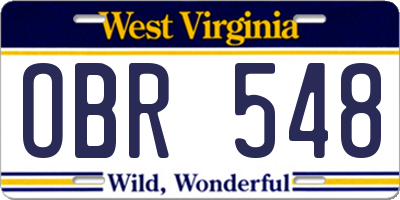 WV license plate OBR548