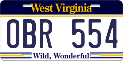WV license plate OBR554