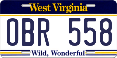 WV license plate OBR558