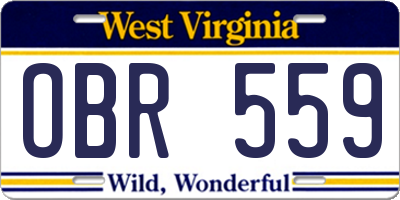 WV license plate OBR559