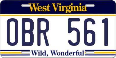 WV license plate OBR561