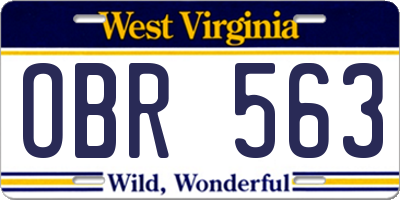 WV license plate OBR563