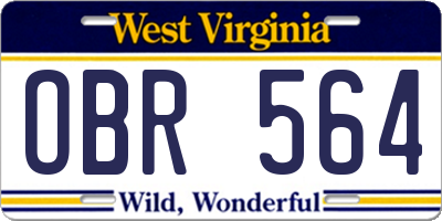 WV license plate OBR564