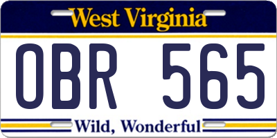 WV license plate OBR565