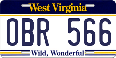 WV license plate OBR566