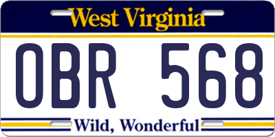 WV license plate OBR568