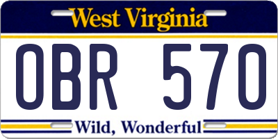WV license plate OBR570
