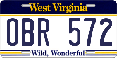 WV license plate OBR572
