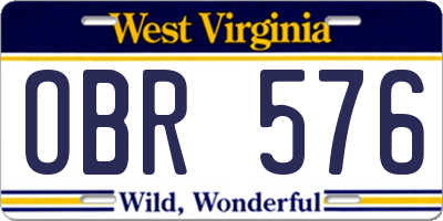 WV license plate OBR576