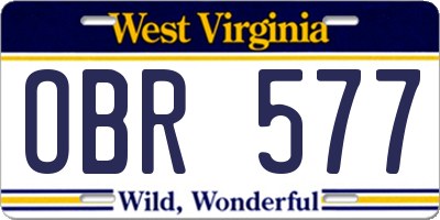WV license plate OBR577