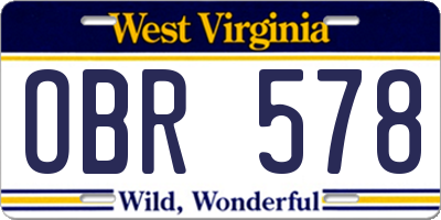 WV license plate OBR578
