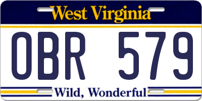 WV license plate OBR579