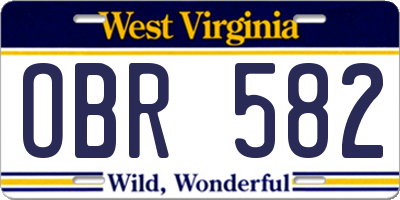 WV license plate OBR582