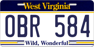 WV license plate OBR584
