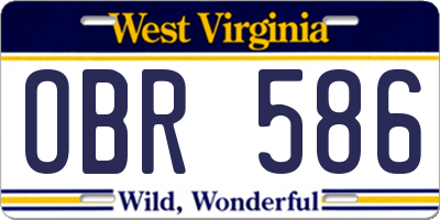 WV license plate OBR586
