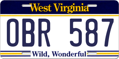 WV license plate OBR587