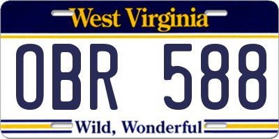 WV license plate OBR588