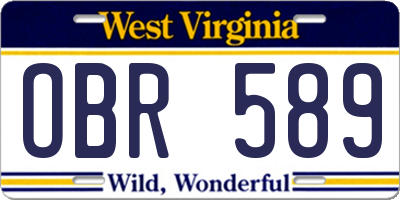 WV license plate OBR589