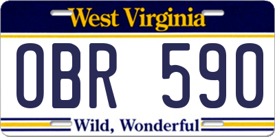 WV license plate OBR590