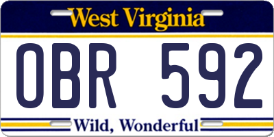 WV license plate OBR592