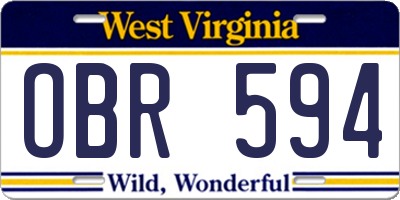 WV license plate OBR594