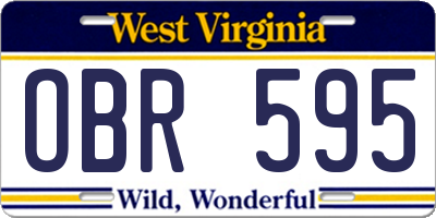 WV license plate OBR595