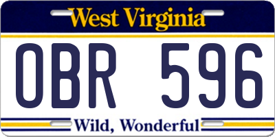 WV license plate OBR596