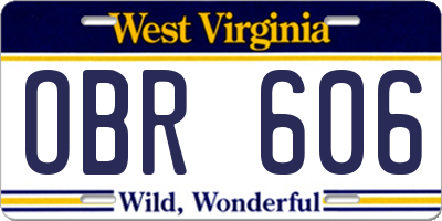 WV license plate OBR606