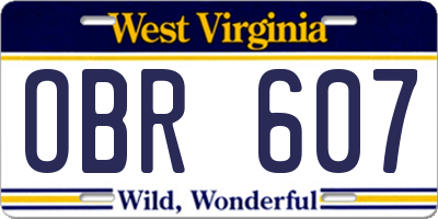 WV license plate OBR607