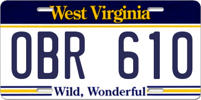 WV license plate OBR610