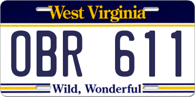 WV license plate OBR611