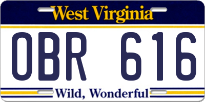 WV license plate OBR616