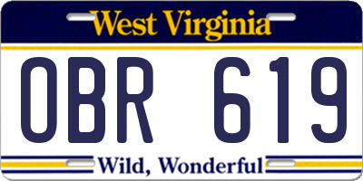 WV license plate OBR619