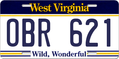WV license plate OBR621