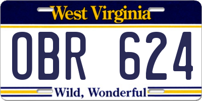 WV license plate OBR624