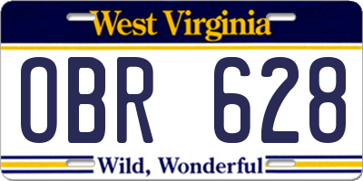 WV license plate OBR628
