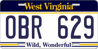WV license plate OBR629