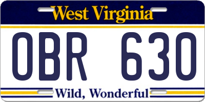 WV license plate OBR630