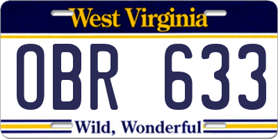 WV license plate OBR633