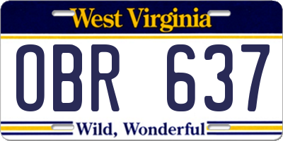 WV license plate OBR637