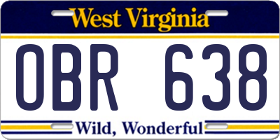 WV license plate OBR638