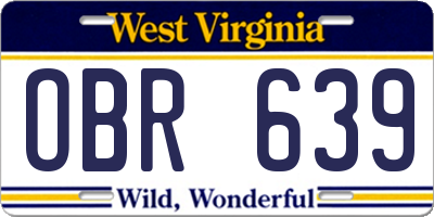 WV license plate OBR639