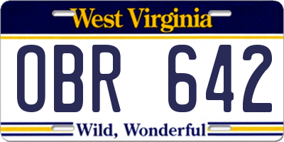 WV license plate OBR642
