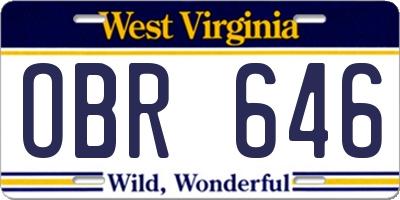WV license plate OBR646