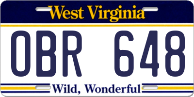 WV license plate OBR648