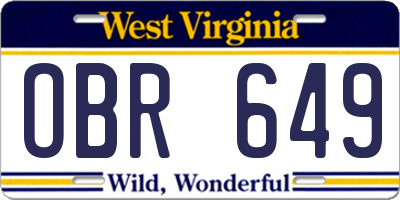WV license plate OBR649