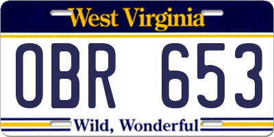 WV license plate OBR653