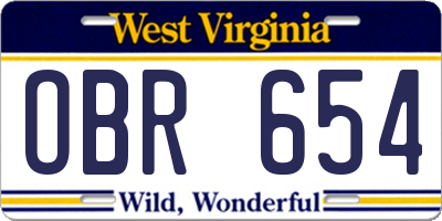 WV license plate OBR654