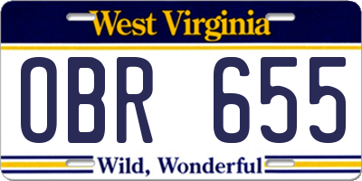 WV license plate OBR655