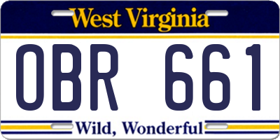 WV license plate OBR661